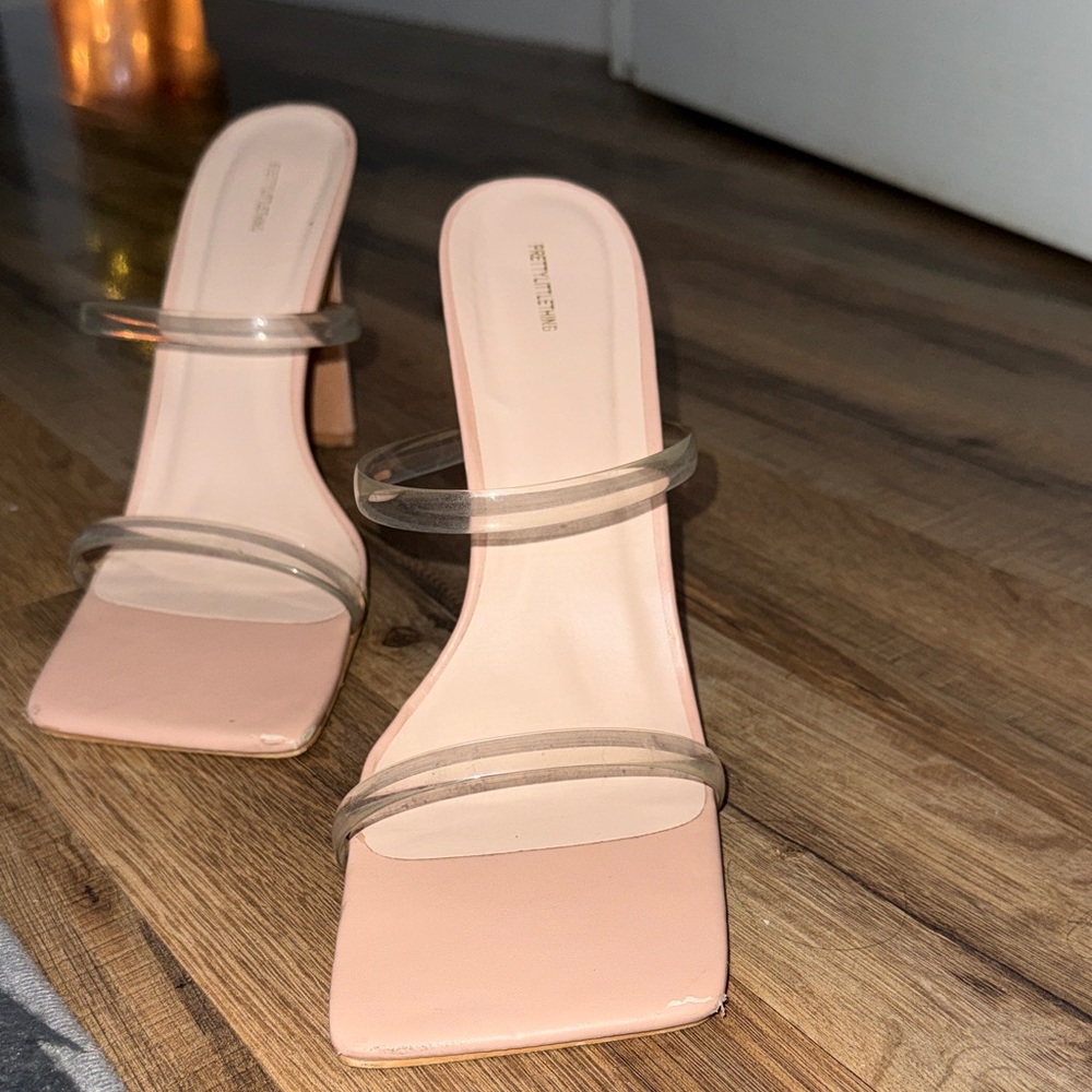 PrettyLittleThing Nude Heels with Clear Straps